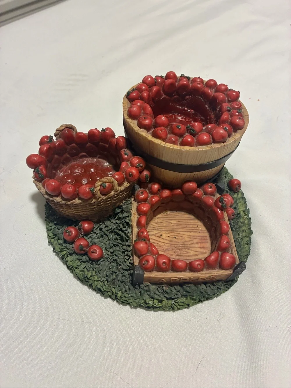 Decorative Red Apple Harvest Figurine - Tea light candle Holder